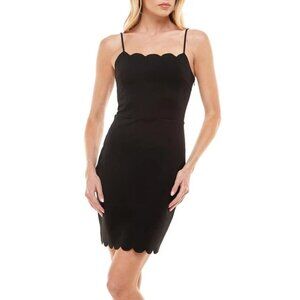 Socialite Black Scalloped Mini Dress - Size S